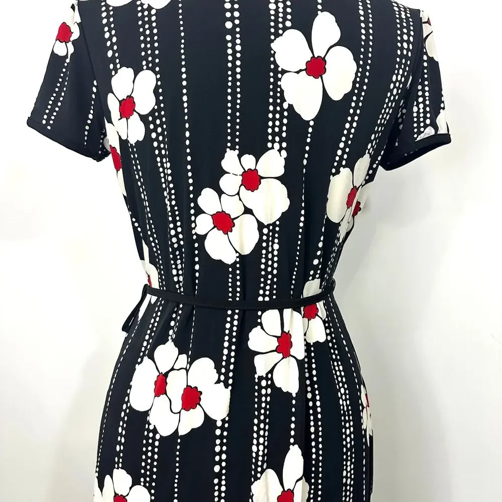 Merona Midi Wrap Dress Floral and Ruffle Detail Medium